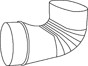 6x6 Rd to Oval 90 Boot Plain Ends #585